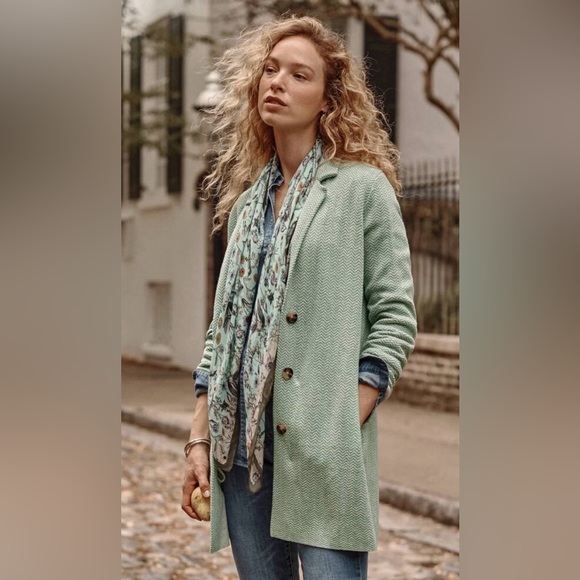 J. Jill Sweaters - J Jill Double Knit Button Front Blazer in Green